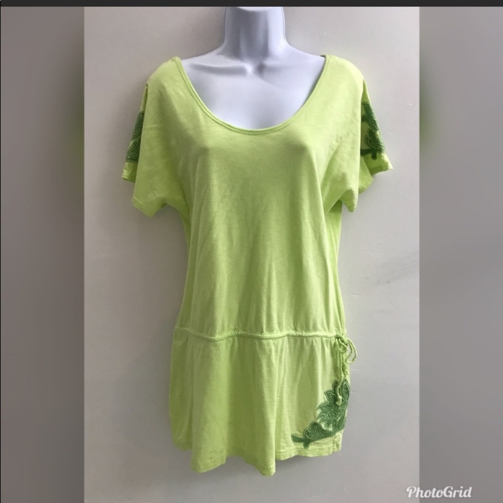 Oversized lime green Athleta bathing suit cover
